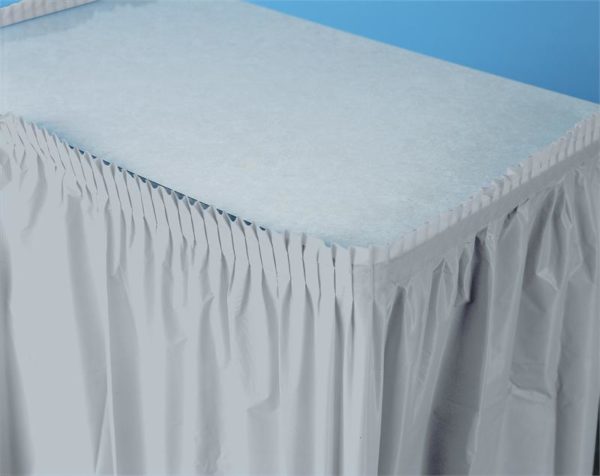 Shimmering Silver 14'x29" Plastic Table Skirts
