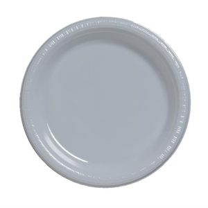 Shimmering Silver 10.25" Banquet Plastic Plates