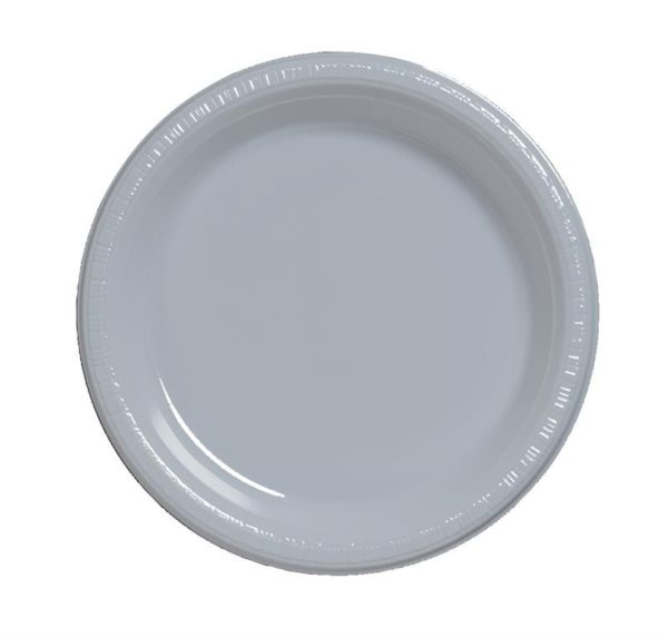 Shimmering Silver 10.25" Banquet Plastic Plates
