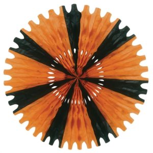 25" Orange and Black Tissue Fan