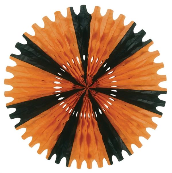 25" Orange and Black Tissue Fan