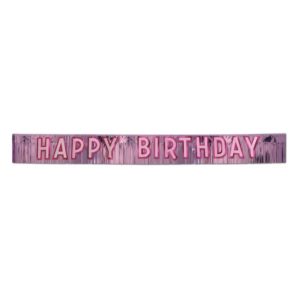 Metallic Happy Birthday Banner Pink