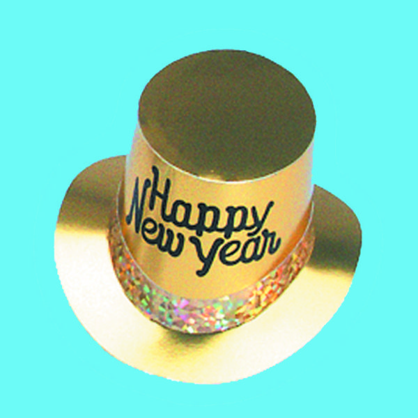 Gold with Prismatic Band & Black Happy New Year -Bulk-