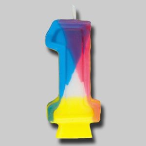 Rainbow Numeral Birthday Candle #1