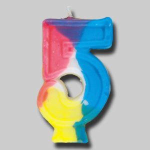 Rainbow Numeral Birthday Candle #5