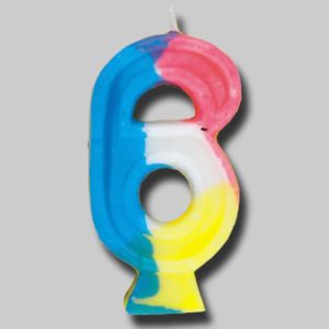 Rainbow Numeral Birthday Candle #6