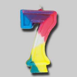 Rainbow Numeral Birthday Candle #7