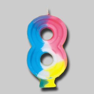 Rainbow Numeral Birthday Candle #8
