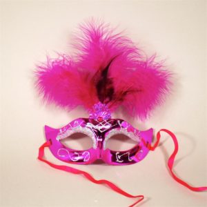 Feather Fuchsia Mask with Silver
