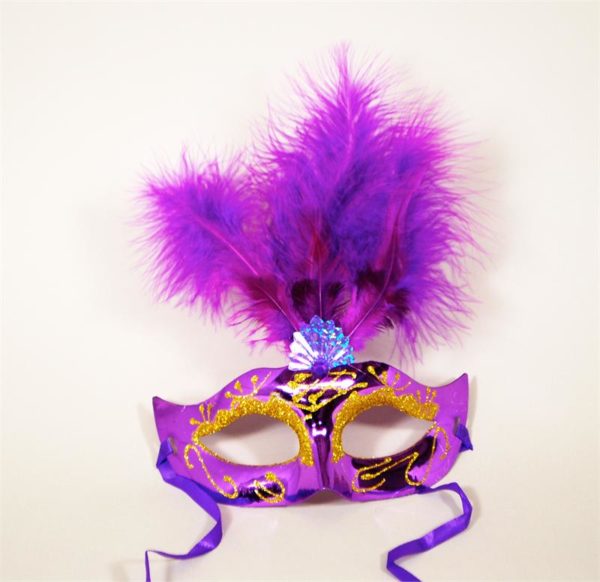 Feather Purple Mask with Gold