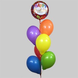Festive Streamer Happy Birthday Balloon Cluster