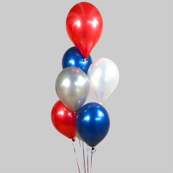 Blue - Red - Silver - White Balloon Cluster