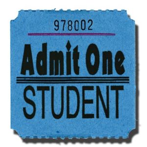 Admit One Student Roll Tickets Blue