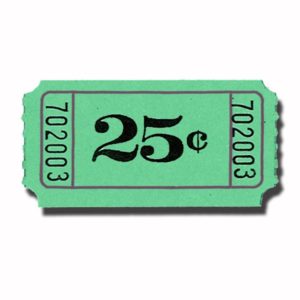 $.25 Single Roll Tickets Green