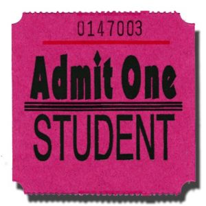 Admit One Student Billboard Roll Tickets Purple