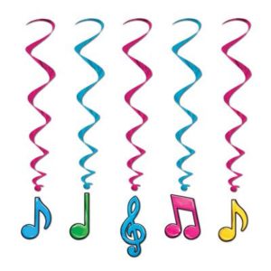 Neon Musical Notes Whirls 3'