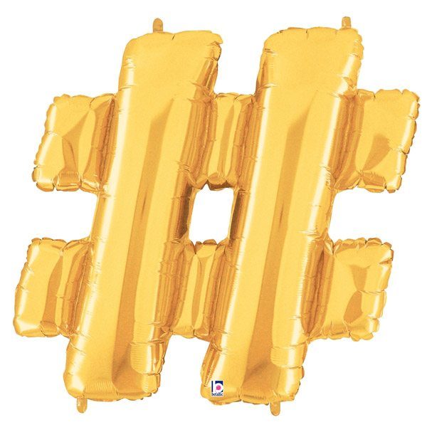 Jumbo # Hashtag Gold Foil Balloon