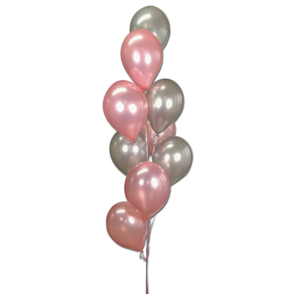 Shimmering Pink & Silver Balloon Cluster