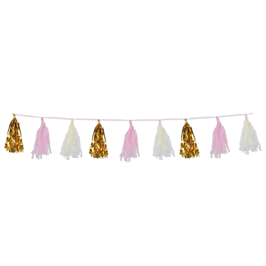 Pink And Gold Metallic & Tissue Tassel Garland Doolins